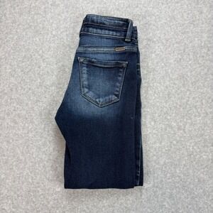 KanCan Skinny Jeans Womens 25 Blue Dark Wash High Rise Ankle Distressed Hem